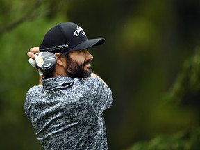 Adam Hadwin of Canada hits his first shot on the second hole during the final round of the RBC Canadian Open at Oakdale Golf and Country Club on Sunday, June 11, 2023, in Toronto.