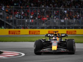 Max Verstappen of the Netherlands drives the (1) Oracle Red Bull Racing RB19 during the Canadian Grand Prix at Montreal's Circuit Gilles-Villeneuve on June 18, 2023.