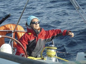 Sister Nathalie Becquart sails during a regatta in Brest, France on April 2010.