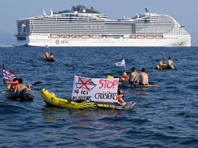 Protesters on the water near Marseille, France, call for a ban on cruise ships.