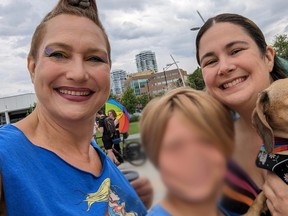 Heidi Starr and her partner Amber Anderson with Heidi's daughter in Kelowna. Postmedia has blurred the child's face to conceal her identity.