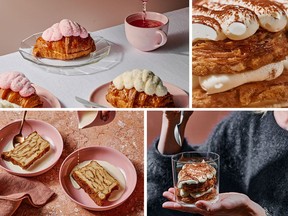 Clockwise from top left: finger buns, tiramisu and croissant 'bread and butter' pudding. PHOTOS BY PETE DILLON