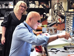 Lola Ciambrelli and Jim Norris in the workshop at San Marcos Jewellers.