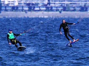 Kite surfers at Spanish Banks