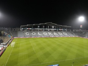 The stands are empty in Dick's Sporting Good Park as severe storms in the area force the delay of an MLS match between the Vancouver Whitecaps and the Colorado Rapids in Commerce City on June 21. The game has been rescheduled.