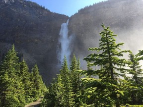 Takakkaw Falls in Yoho National Park in British Columbia. One person has died after they fell into the water at the popular tourist spot.