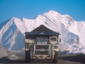 A truck hauls a load at Teck Resources' coal operation near Sparwood, British Columbia.