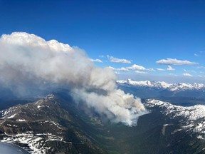 The BC Wildfire Service is responding to the Chapel Creek wildfire located approximately 30 kilometres north of Blue River and 10 kilometres west of Highway 5 as shown in this handout image provided by the BC Wildfire Service.
