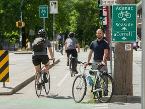 Photo of Evan Hammer from HUB Cycling at Union near Main Street in Vancouver.