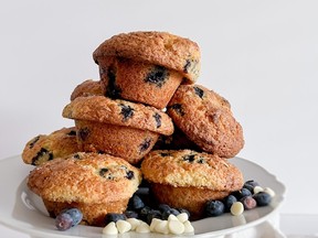 Blueberry white chocolate scuffins.