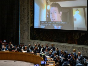 AI policy expert Jack Clark addresses a UN Security Council debate on "Artificial intelligence: opportunities and risks for international peace and security" at UN headquarters in New York on July 18. Canada is drafting its own legislative response to the new technology.