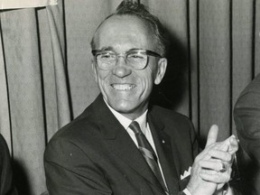 Tommy Douglas makes an election campaign stop in London, Ont., in 1965.