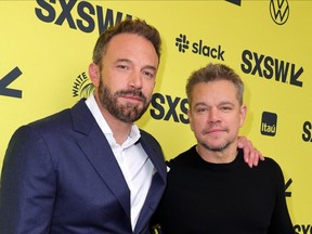 Matt Damon and Ben Affleck are pictured at SXWS 2023.