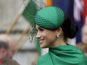 In this Monday, March 9, 2020 file photo, Britain's Meghan, the Duchess of Sussex leaves after attending the annual Commonwealth Day service at Westminster Abbey in London. Prince Harry, the Duke of Sussex is scheduled to testify in the High Court after his lawyer presents opening statements Monday, June 5, 2023 in his case alleging phone hacking. It's the first of Harry's several legal cases against the media to go to trial and one of three alleging tabloid publishers unlawfully snooped on him.