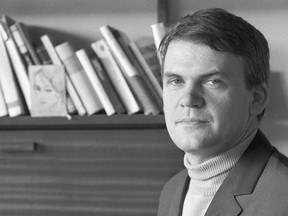 Czech-born writer Milan Kundera looks on in this file photo taken in May 1968. Milan Kundera, whose dissident writings in communist Czechoslovakia transformed him into an exiled satirist of totalitarianism, has died in Paris at the age of 94, Czech media said Wednesday, July 12, 2023.