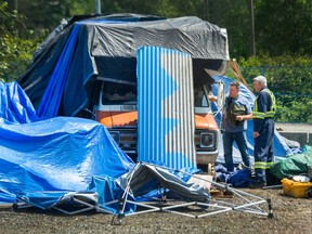 A homeless camp in Abbotsford, BC., June 26, 2023. (Arlen Redekop / Postmedia staff photo)