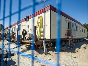 VANCOUVER, BC - July 18, 2023 - Temporary modular housing being built at 2142 Ash Street in Vancouver, BC., July 18, 2023. (Arlen Redekop / Postmedia staff photo) (Story by Dan Fumano) [PNG Merlin Archive]