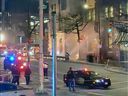 An explosion and fire outside the Marine Building in downtown Vancouver. 