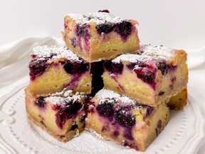 Blueberry cheesecake bars.