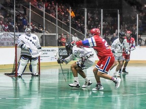 The New Westminster Salmonbellies defeated the Langley Thunder 12-7 in Game 7 of the Western Lacrosse Association Finals on Tuesday night at Queen's Park Arena in New Westminster to capture the WLA Championship. Photo courtesy of Ryan Molag