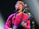 English singer-songwriter Ed Sheeran performs during the MTV Europe Music Awards at the Laszlo Papp Budapest Sports Arena in Budapest on Nov. 14, 2021.