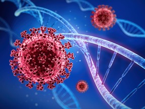 Coronavirus with DNA illustration