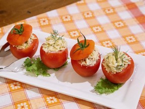 Stuffed tomatoes with orzo and tuna at Jill’s Table in London, Ontario on Friday July 28, 2023. (Derek Ruttan/The London Free Press)