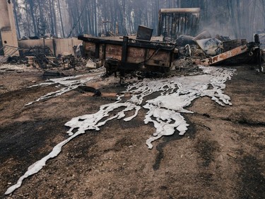 Remains of a destroyed residence from the Adam's Lake Forest Fire (now referred to as Bush Creek fire) in Celista, British Columbia on August 22nd, 2023.