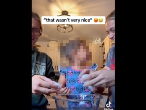 The children’s ages and reactions vary in the TikTok videos.