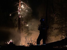 Wilson's Landing firefighters battle the McDougall Creek blaze north of Kelowna.