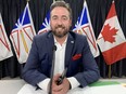 Newfoundland and Labrador Energy Minister Andrew Parsons poses for a photo in St. John's, N.L., on Wednesday, Aug. 30, 2023. Parsons announced that four proposed wind-powered hydrogen projects had cleared the province's call for bids for Crown lands.