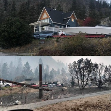 All that is left of the Traders Cove homes of Tiffany Genge and Elizabeth Twyman after the McDougall Creek wildfire.