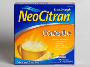 A container of NeoCitran, one of a range of oral decongestants that a B.C. class-action says do not work.