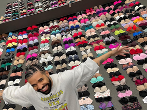 Drake shows off his massive bra collection.