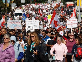OTTAWA - Sept 20, 2023 - Thousands of people gathered for the 1MillionMarch4Children and Hands Off Our Kids protest and counterprotest in downtown Ottawa Wednesday. The demonstrations began as part of a number of rallies against transgender rights to be held across Canada Wednesday.