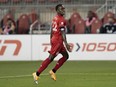 Richie Laryea celebrates after scoring against the Vancouver Whitecaps at BMO Field in 2020. Now he hopes to do the same as a member of the Caps, heading to Toronto for the first time since joining Vancouver.