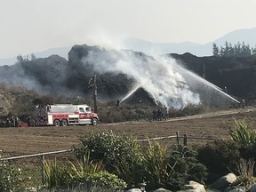 A fire at an unauthorized compost facility on farmland in Abbotsford.