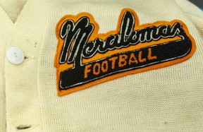 A Meraloma football jacket from 1967 in the collection of the B.C. Sports Hall of Fame, shown on September 8, 2023. (Photo by Jason Payne/ PNG) [PNG Merlin Archive]