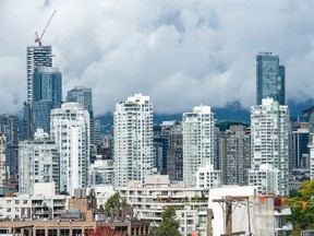 Downtown Vancouver as seen from city hall, On a sunny days, the North Shore mountains would be spread across the background. The city may consider reducing the view cone stipulations in its building regulations. (Photo by Jason Payne/ PNG) (For story by reporter) [PNG Merlin Archive]