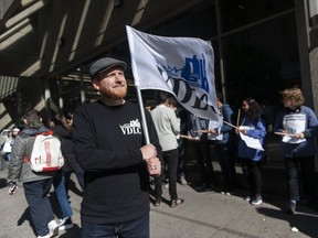 Vancouver, BC: SEPTEMBER 29, 2023 -- Stephen von Sychowski is the president of the Vancouver and District Labour Council. He is pictured at a picket line outside the SFU Harbour Centre in Vancouver, BC Friday, September 29, 2023. (Photo by Jason Payne/ PNG) (For story by Dan Fumano) [PNG Merlin Archive]