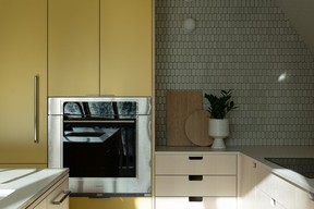 yellow kitchen with oven