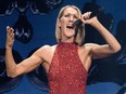 Celine Dion performs on the opening night of her new world tour "Courage" at the Videotron Centre in Quebec City on September 18, 2019.