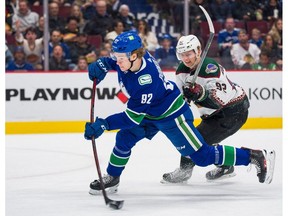 Vasily Podkolzin shoots in the third period at Rogers Arena when he was with the Vancouver Canucks. "I didn't play well last season," he admitted. "But this time, it's time to focus on hockey and just go and play and enjoy it."