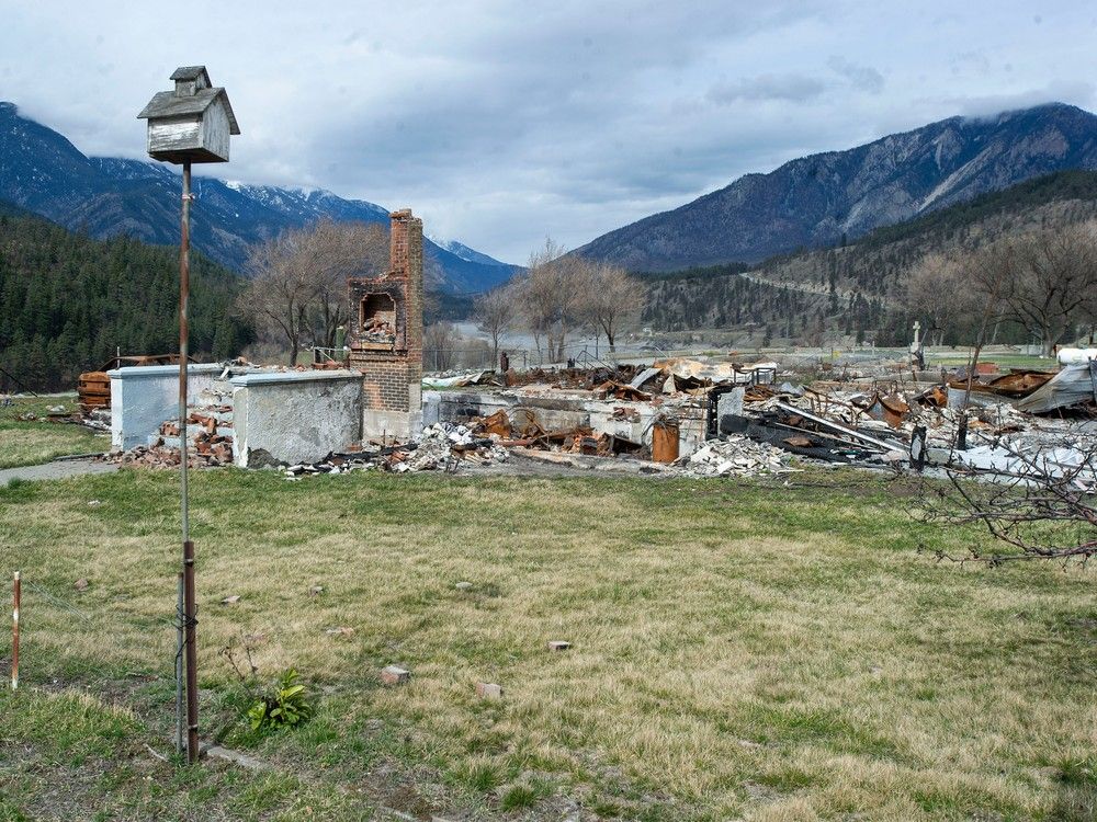 The remains of buildings in Lytton on March 18, 2022. Nearly the entire town was destroyed by the fire The remains of buildings in Lytton on March 18, 2022. Nearly the entire town was destroyed by the fire