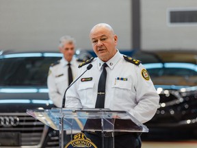 Toronto Police chief Myron Demkiw speaks with reporters on Tuesday.