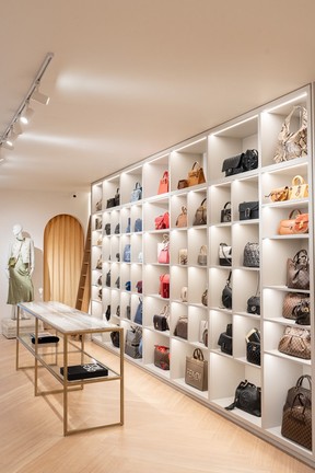 The Bag Wall inside the new Mine & Yours store in Kitsilano.