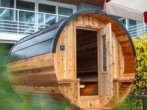 The cedar plank sauna at the new Nordic Spa experience at Fairmont Pacific Rim.