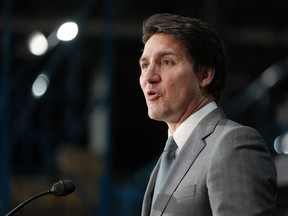 Prime Minister Justin Trudeau speaks during a news conference in Maple Ridge, B.C., on Tuesday.