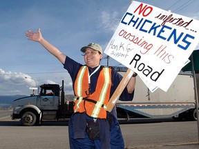 A protest in Cache Creek after an avian flu outbreak in 2004.
