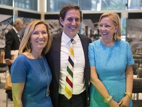 Liz Rodbell, left, with former chief executive Richard Baker, centre, and vice-chairman Bonnie Brooks after the company's AGM in Toronto, 2013.